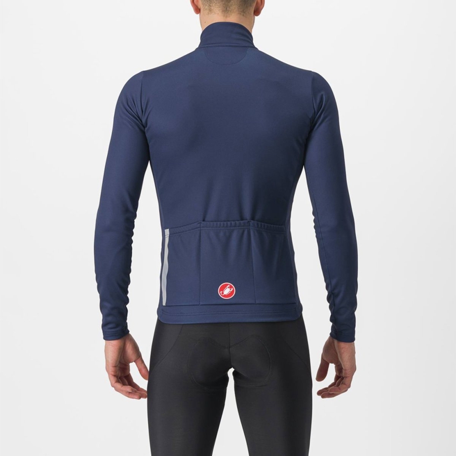 Castelli ENTRATA THERMAL Jersey Herre Blå Sølv Grå | 154763EWA