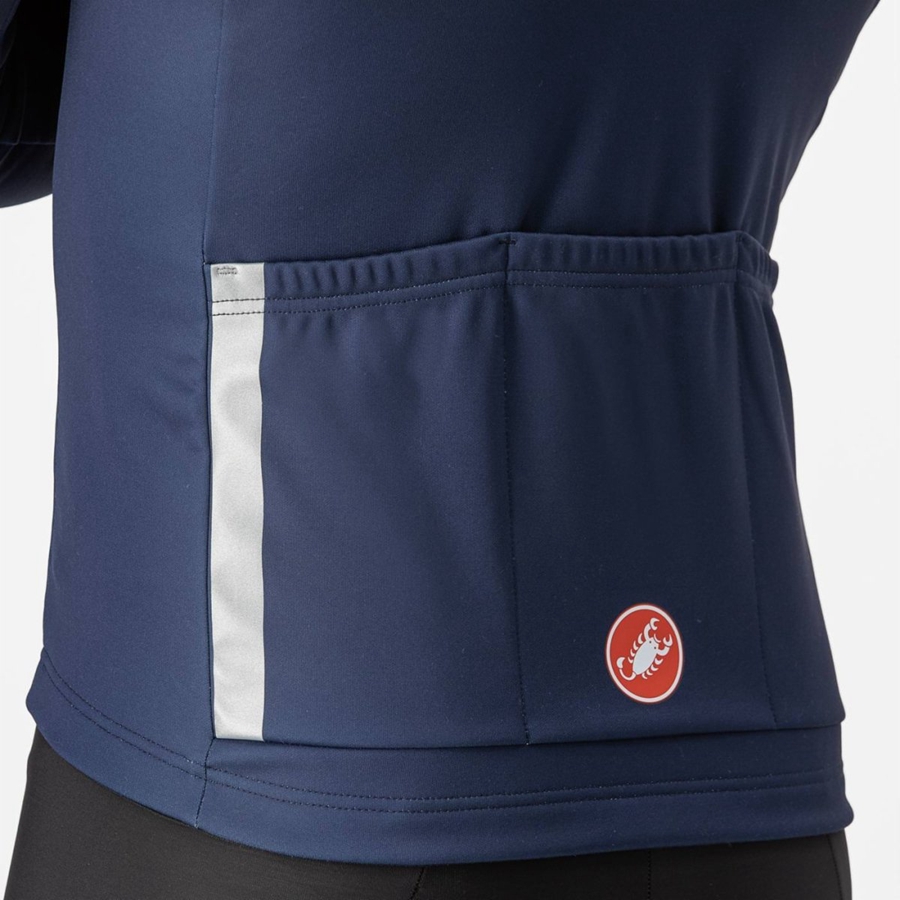 Castelli ENTRATA THERMAL Jersey Herre Blå Sølv Grå | 154763EWA