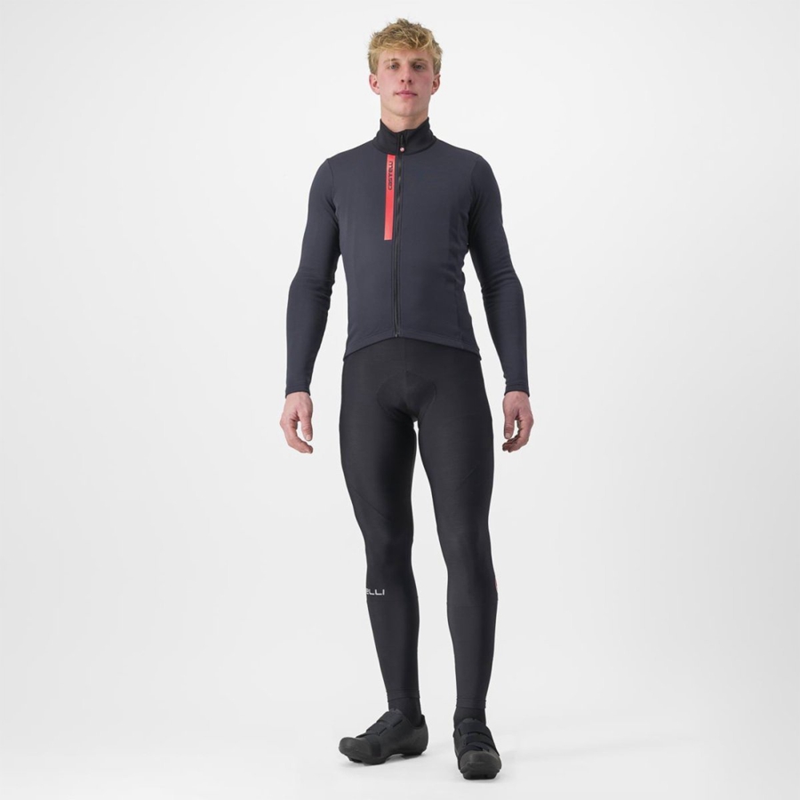 Castelli ENTRATA THERMAL Jersey Herre Svarte Rød | 059147IAW