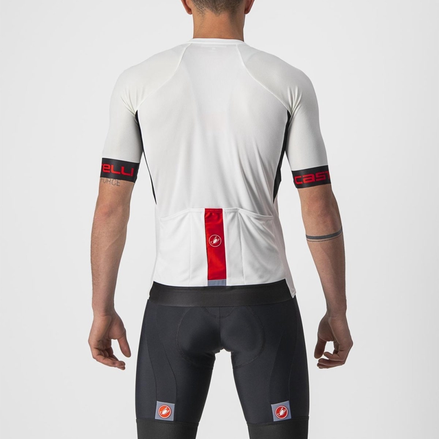 Castelli ENTRATA VI Jersey Herre Hvite Svarte Rød | 985264TRK