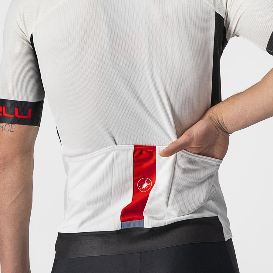 Castelli ENTRATA VI Jersey Herre Hvite Svarte Rød | 985264TRK