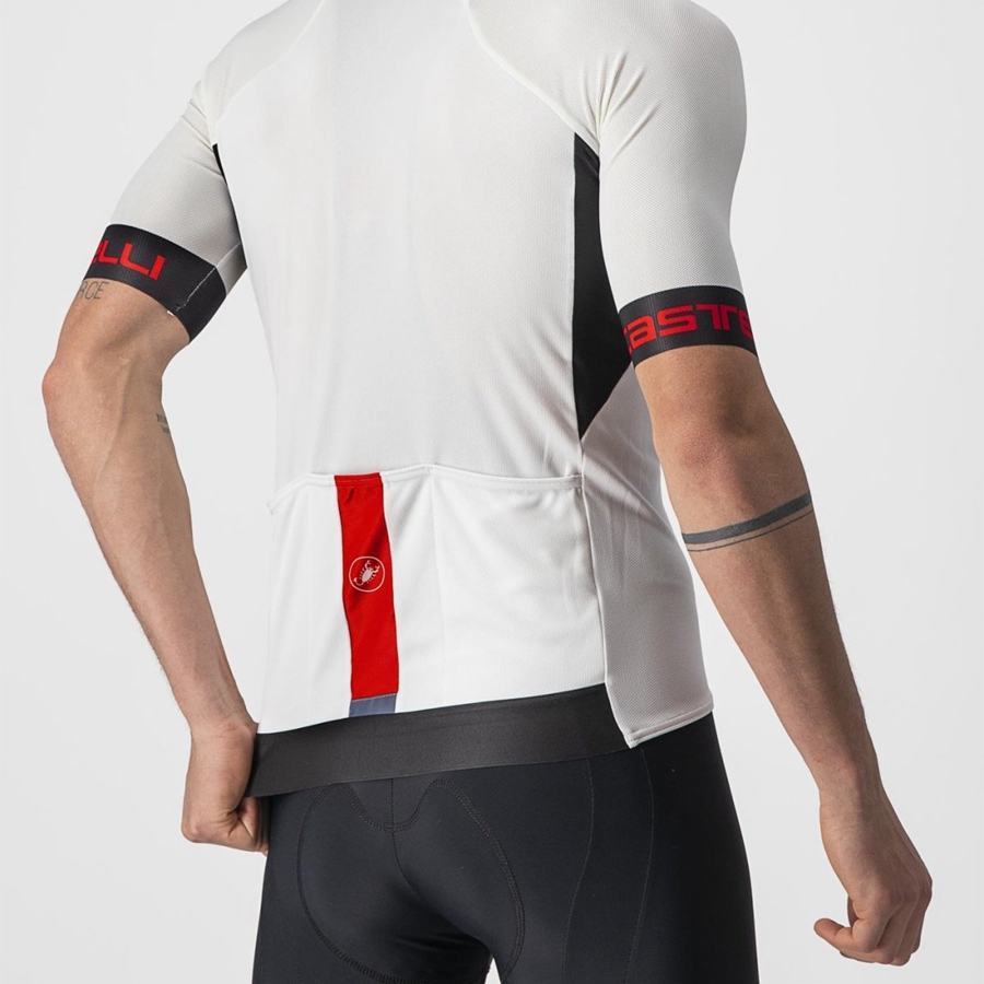 Castelli ENTRATA VI Jersey Herre Hvite Svarte Rød | 985264TRK