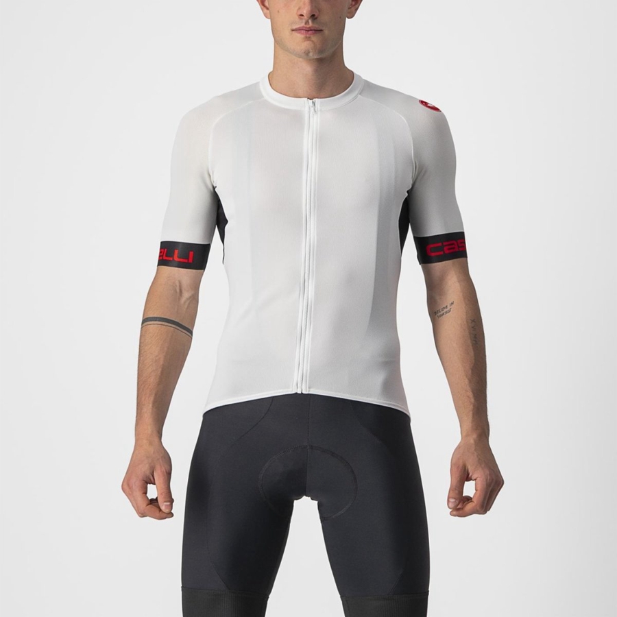 Castelli ENTRATA VI Jersey Herre Hvite Svarte Rød | 985264TRK