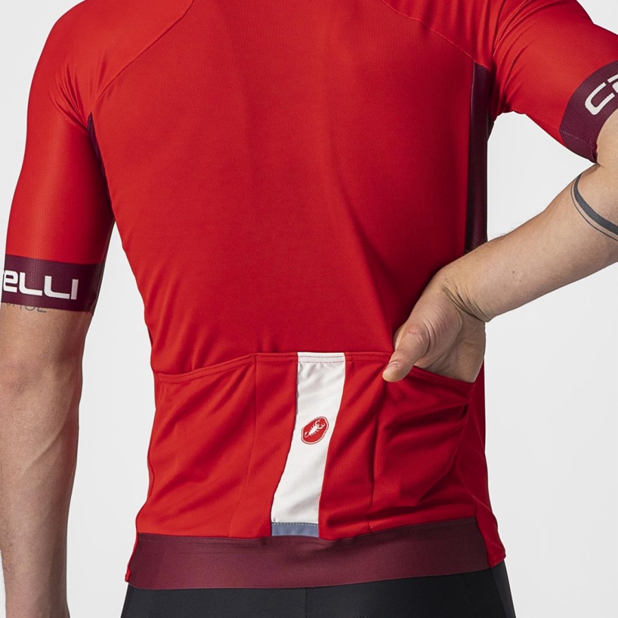 Castelli ENTRATA VI Jersey Herre Rød Burgunder Hvite | 358740JZI