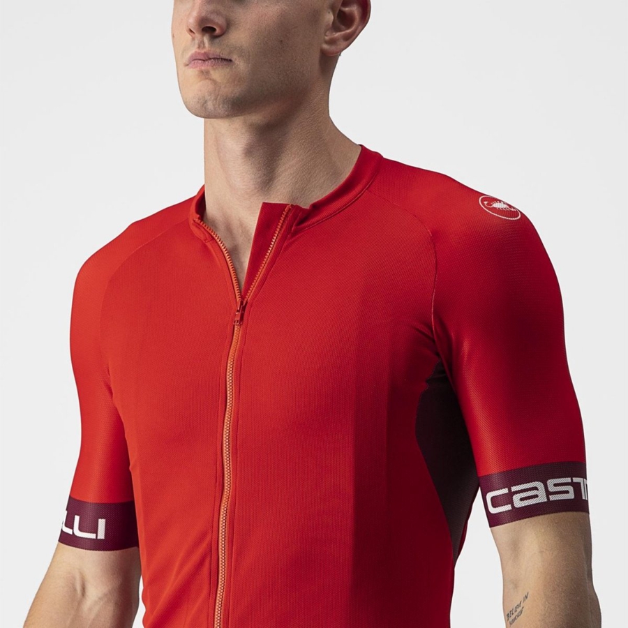 Castelli ENTRATA VI Jersey Herre Rød Burgunder Hvite | 358740JZI