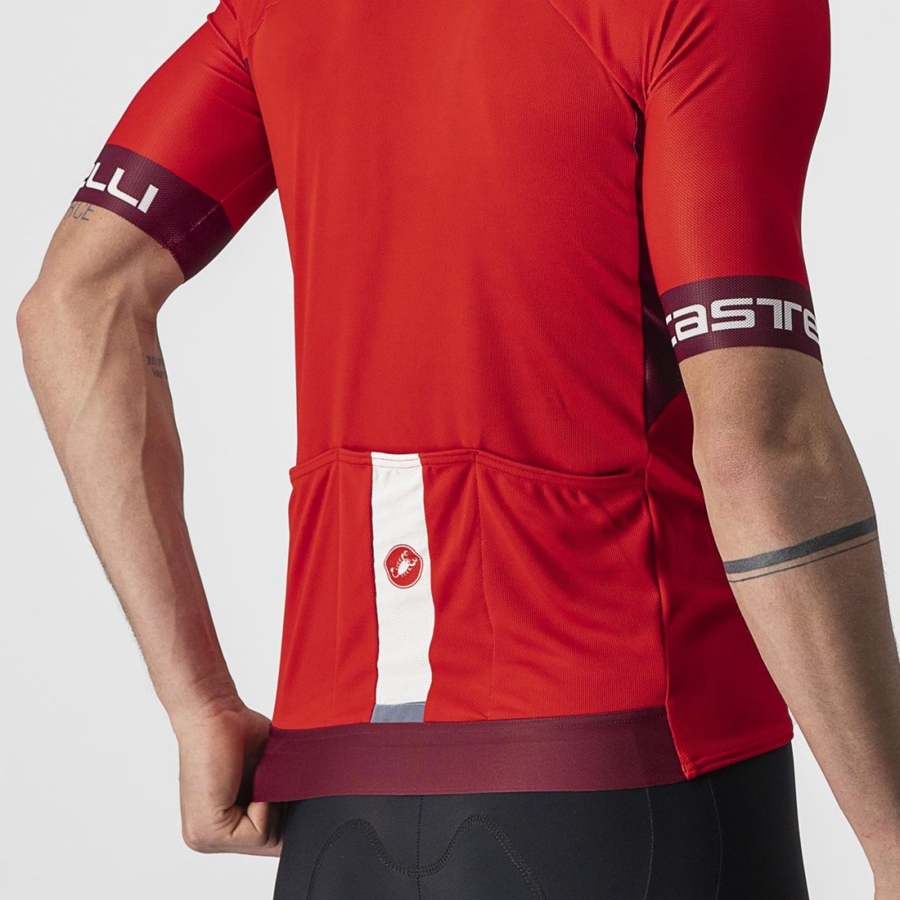 Castelli ENTRATA VI Jersey Herre Rød Burgunder Hvite | 358740JZI