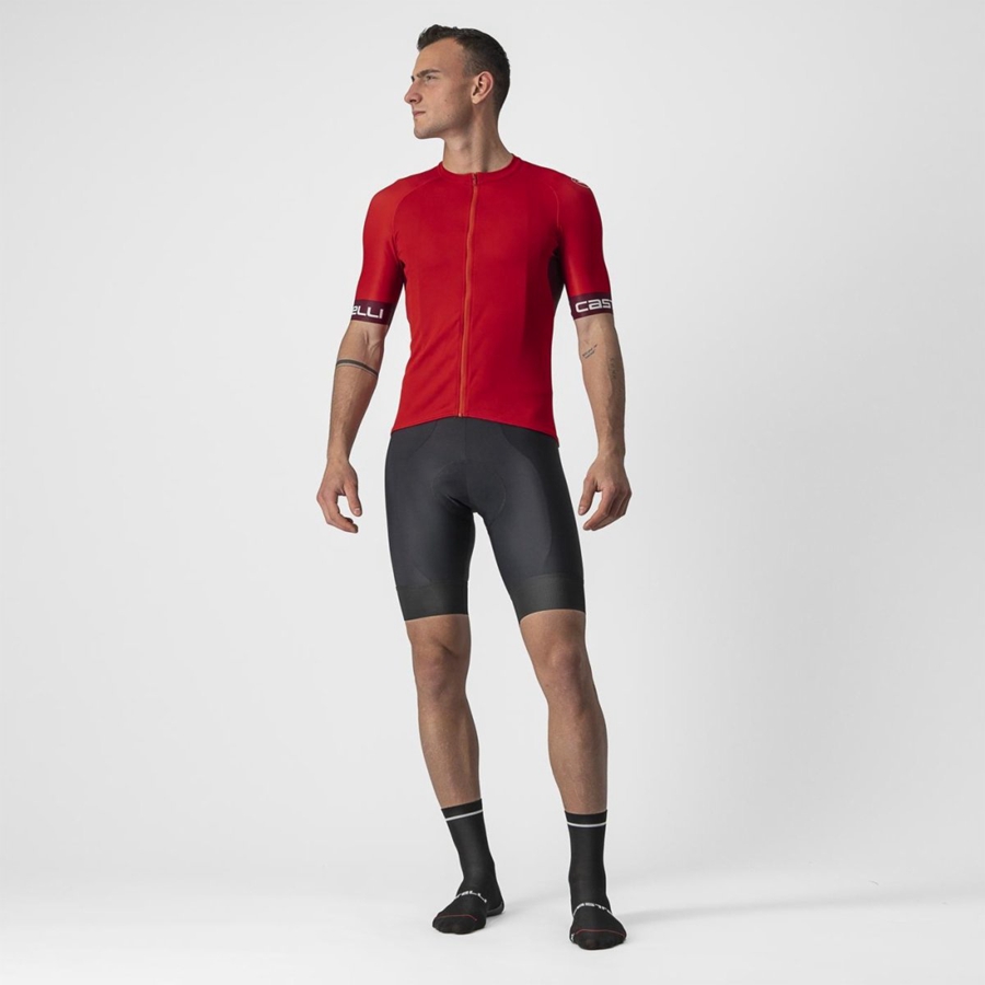 Castelli ENTRATA VI Jersey Herre Rød Burgunder Hvite | 358740JZI