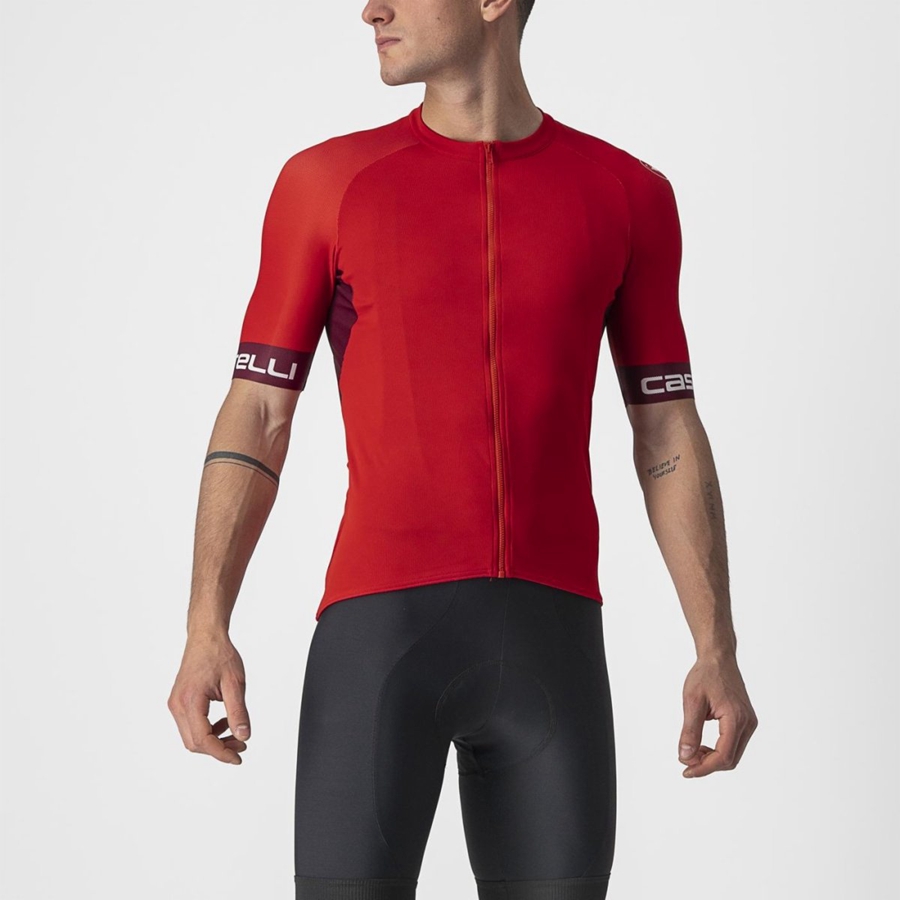 Castelli ENTRATA VI Jersey Herre Rød Burgunder Hvite | 358740JZI