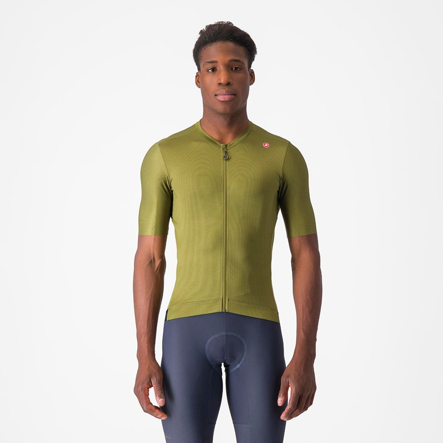 Castelli ESPRESSO Jersey Herre Olivengrønne Lyse Grønn | 403196MWT