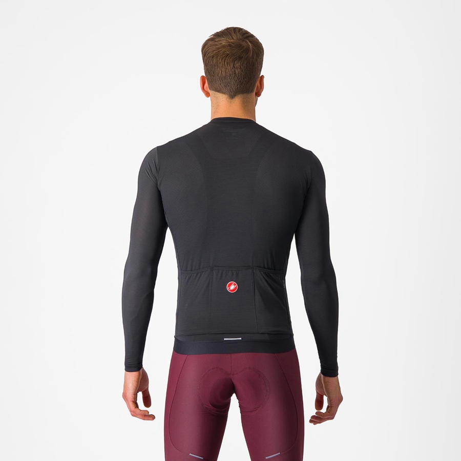 Castelli ESPRESSO LS Jersey Herre Svarte Mørke Grå | 480295QTU