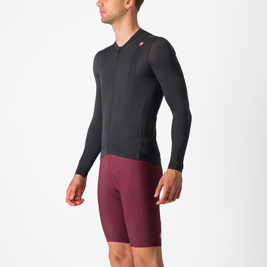 Castelli ESPRESSO LS Jersey Herre Svarte Mørke Grå | 480295QTU