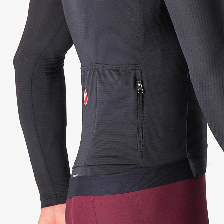 Castelli ESPRESSO LS Jersey Herre Svarte Mørke Grå | 480295QTU