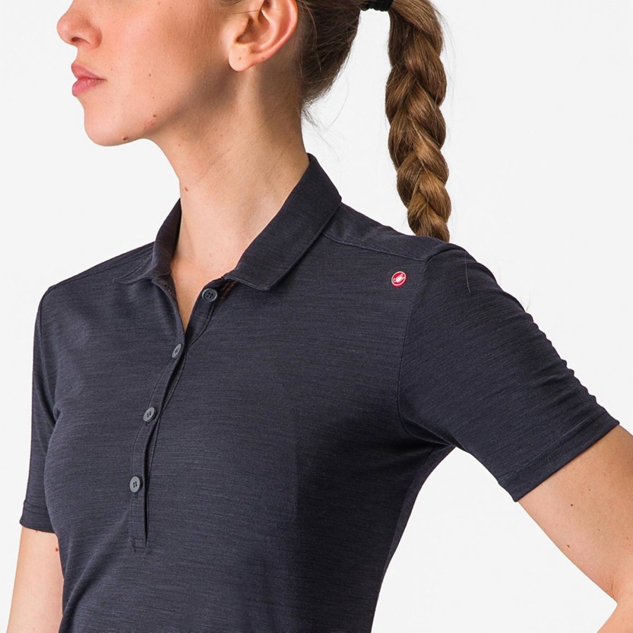 Castelli MERINO W POLO Casual Dame Svarte | 379821KXI