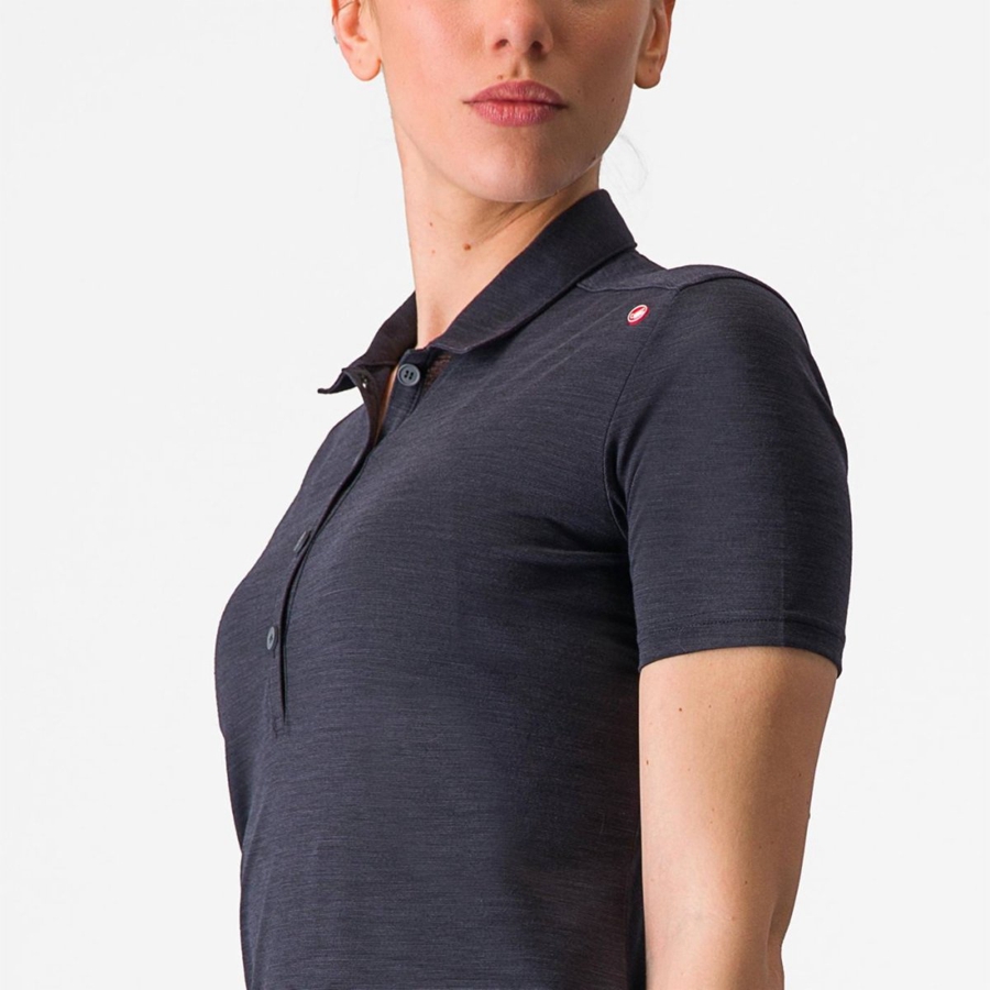 Castelli MERINO W POLO Casual Dame Svarte | 379821KXI