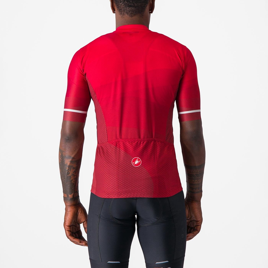 Castelli ORIZZONTE Jersey Herre Rød Rød Hvite | 397185PLH