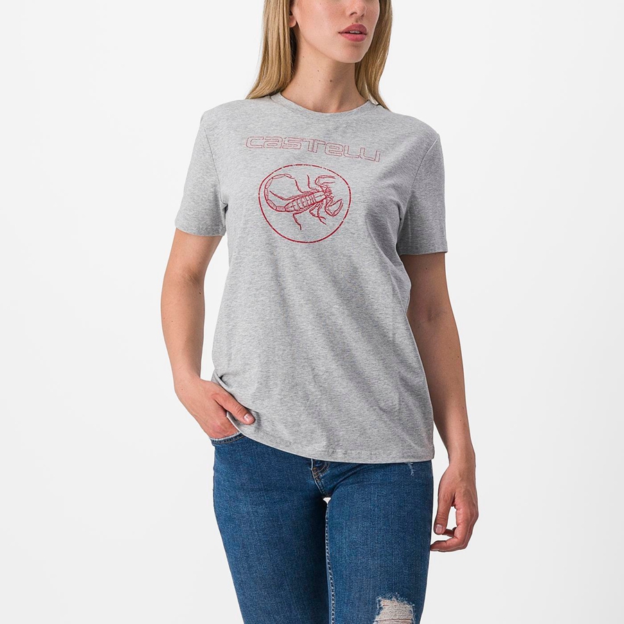 Castelli PEDALARE TEE Casual Dame Khaki Grå | 579162ZBE