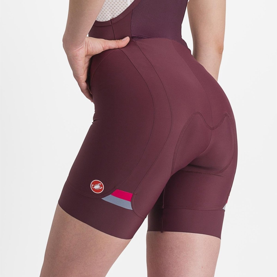 Castelli PRIMA Shorts Med Smekke Dame Dyp Burgunder Rød | 967235ECW