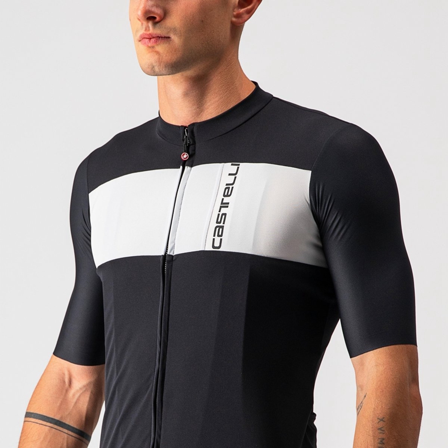 Castelli PROLOGO 7 Jersey Herre Svarte Sølv Grå Hvite | 491368OTF