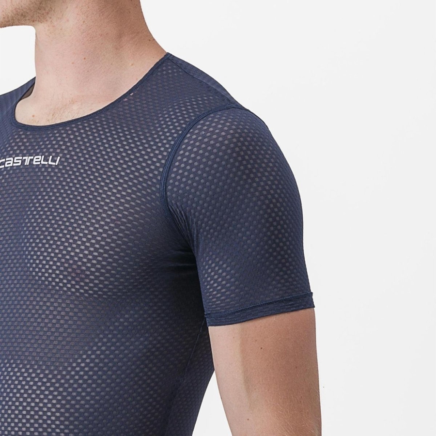 Castelli PRO MESH 2.0 SHORT SLEEVE Basislag Herre Blå | 145728UBF