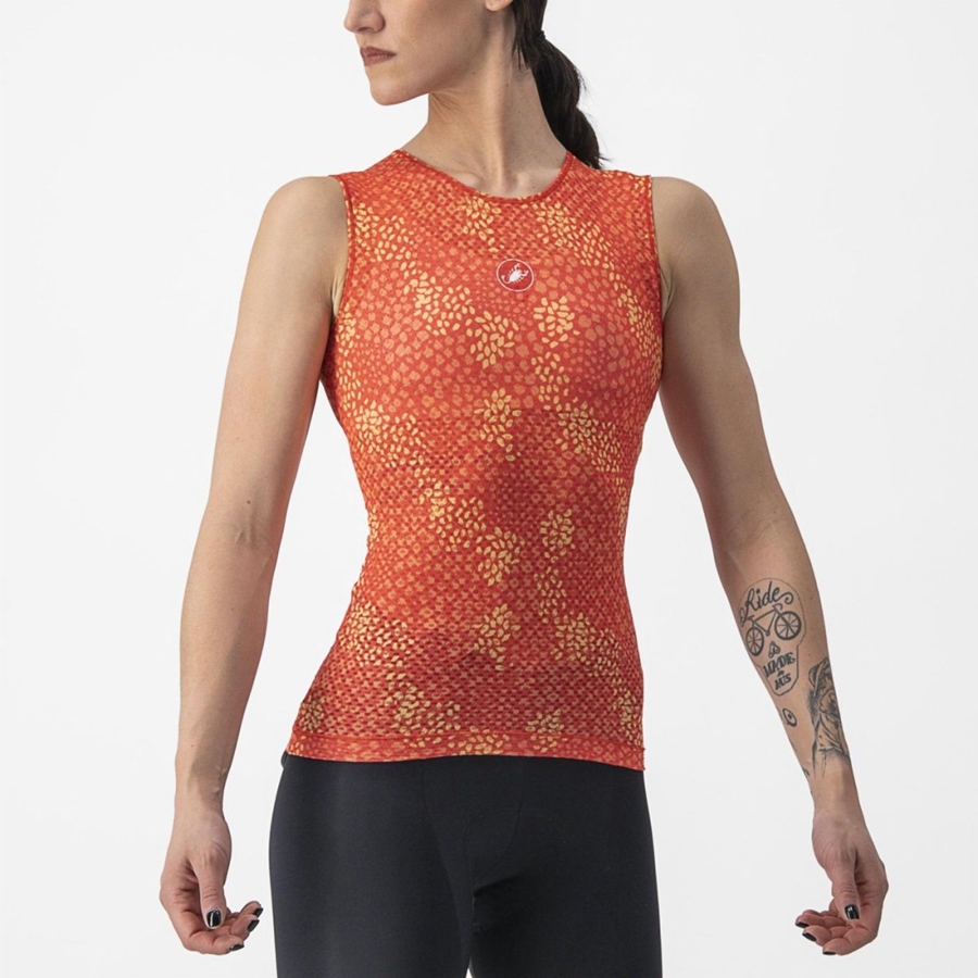 Castelli PRO MESH 4 W SLEEVELESS Basislag Dame Oransje | 521469XHN