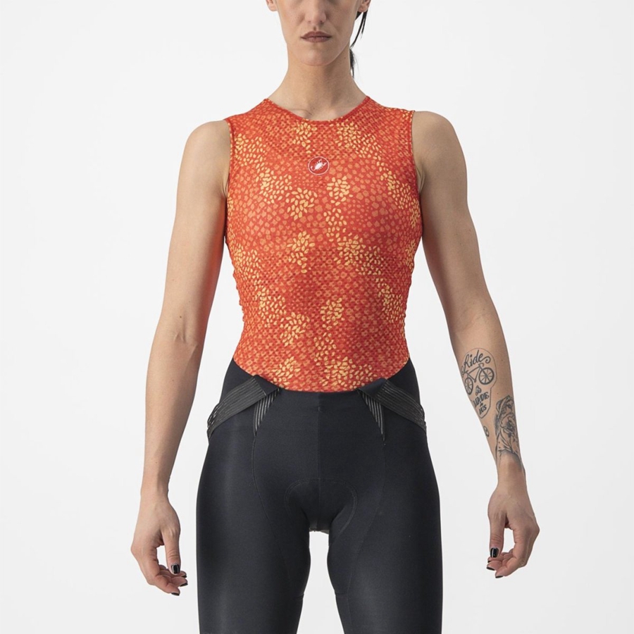 Castelli PRO MESH 4 W SLEEVELESS Basislag Dame Oransje | 521469XHN