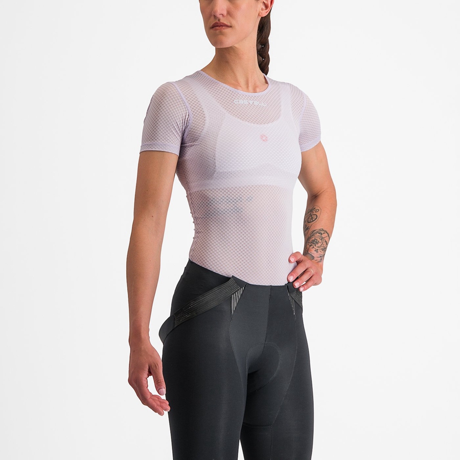 Castelli PRO MESH W SHORT SLEEVE Basislag Dame Lilla Hvite | 536790NOE