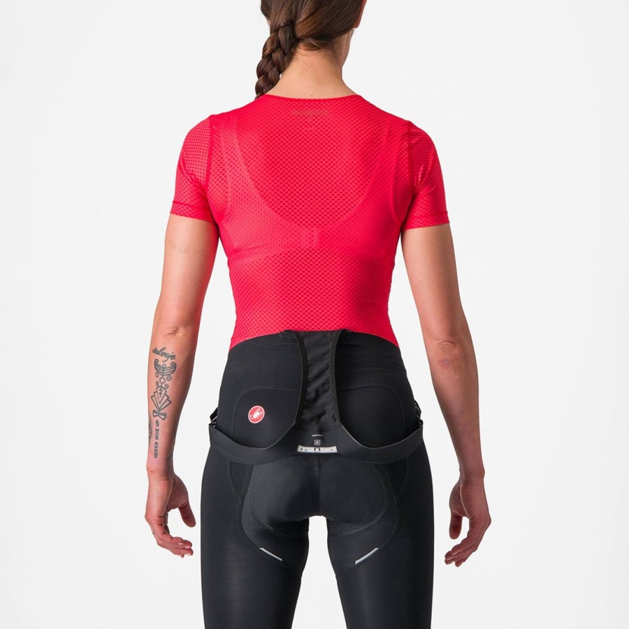 Castelli PRO MESH W SHORT SLEEVE Basislag Dame Rød | 627918DIK