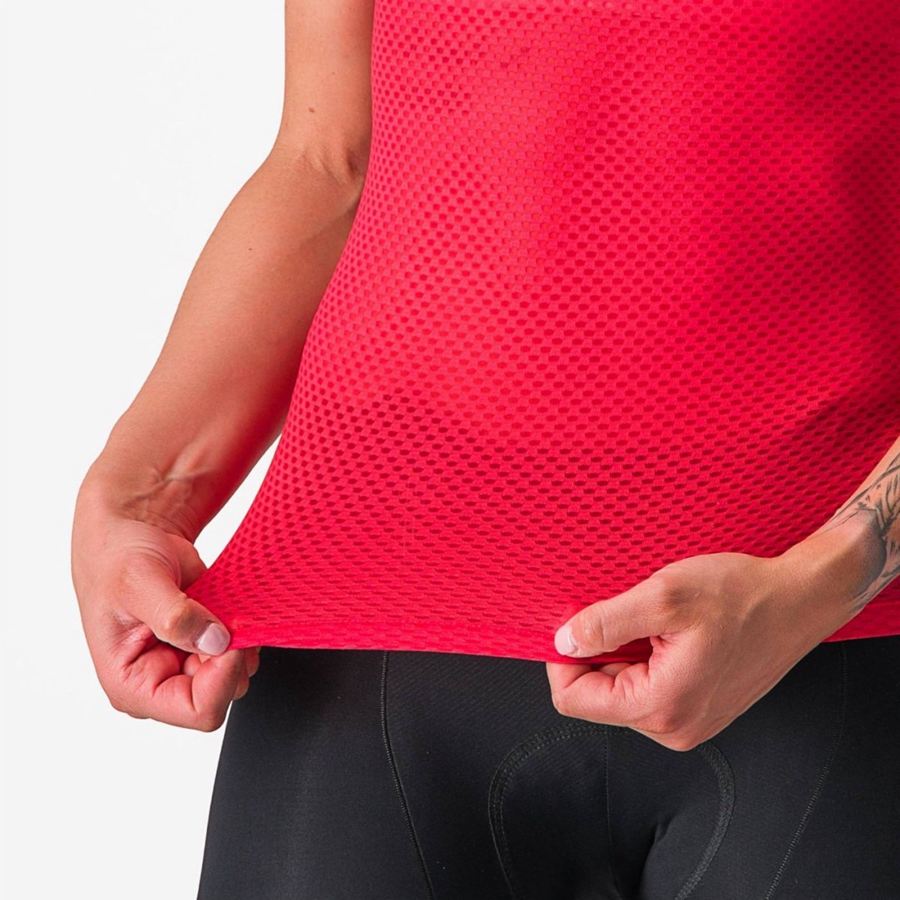 Castelli PRO MESH W SHORT SLEEVE Basislag Dame Rød | 627918DIK