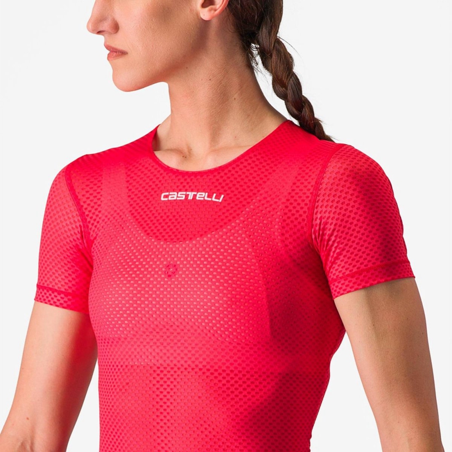 Castelli PRO MESH W SHORT SLEEVE Basislag Dame Rød | 627918DIK