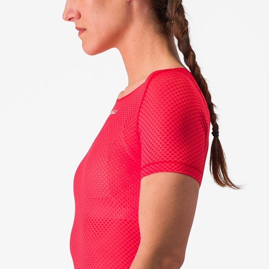 Castelli PRO MESH W SHORT SLEEVE Basislag Dame Rød | 627918DIK