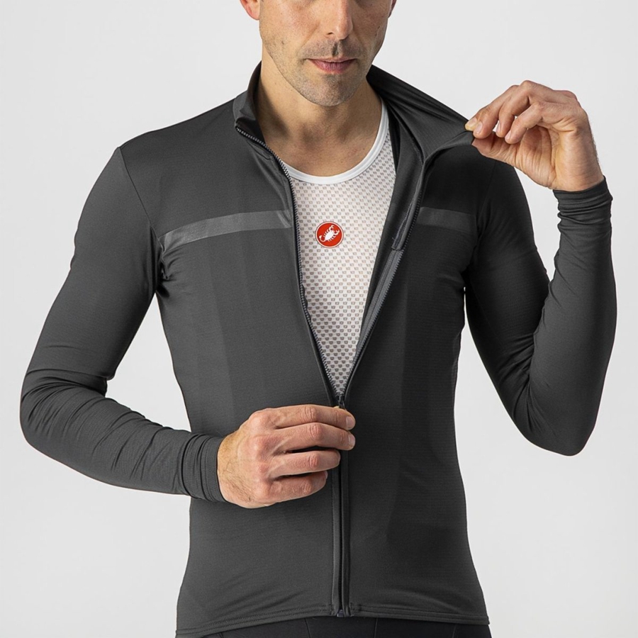 Castelli PRO THERMAL MID LS Jersey Herre Mørke Grå | 054796TSH