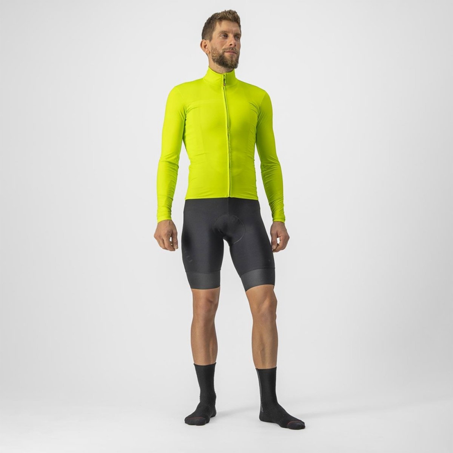 Castelli PRO THERMAL MID LS Jersey Herre Lyse Grønn | 186390ECM