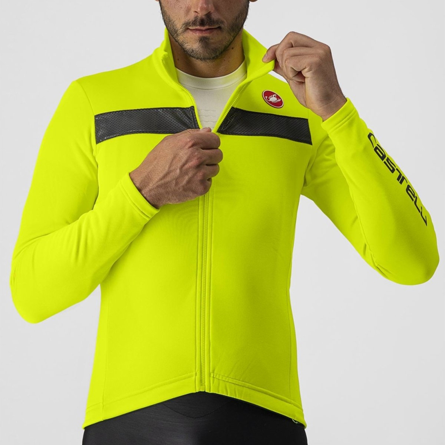 Castelli PURO 3 FZ Jersey Herre Lyse Grønn Sølv | 307961KTL