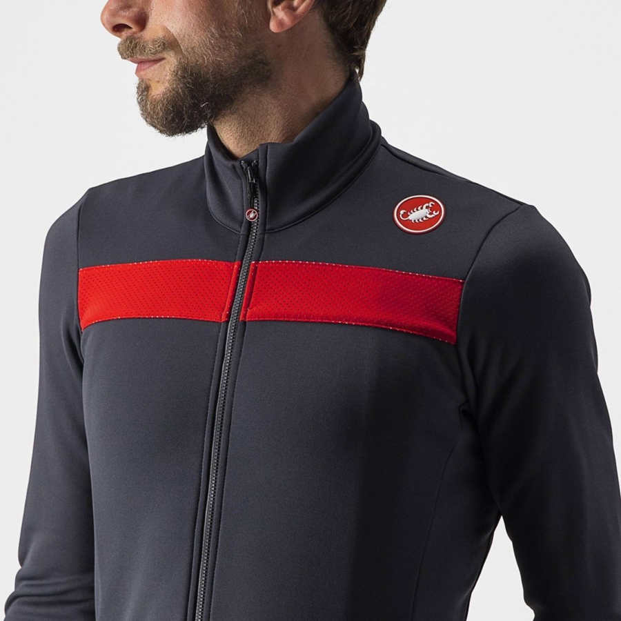 Castelli PURO 3 FZ Jersey Herre Mørke Grå Rød | 456873JQM