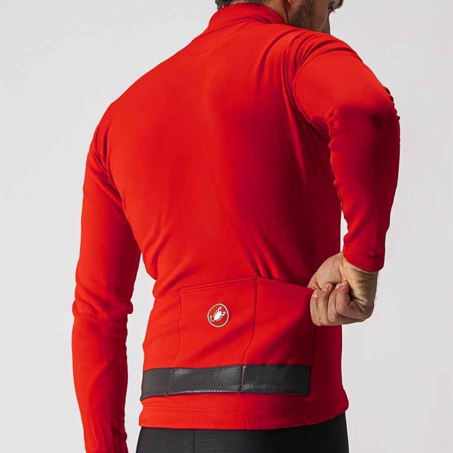 Castelli PURO 3 FZ Jersey Herre Rød Svarte | 925318KVM