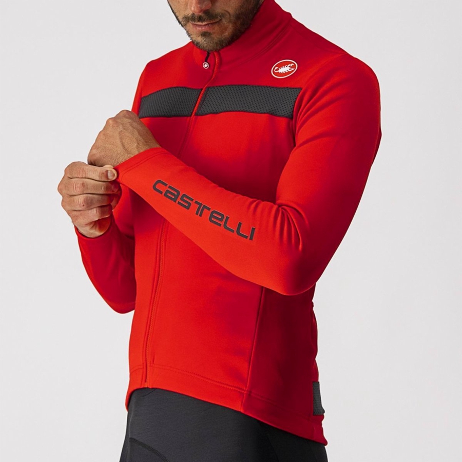 Castelli PURO 3 FZ Jersey Herre Rød Svarte | 925318KVM