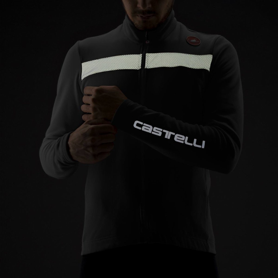 Castelli PURO 3 FZ Jersey Herre Svarte Sølv | 235986GJD