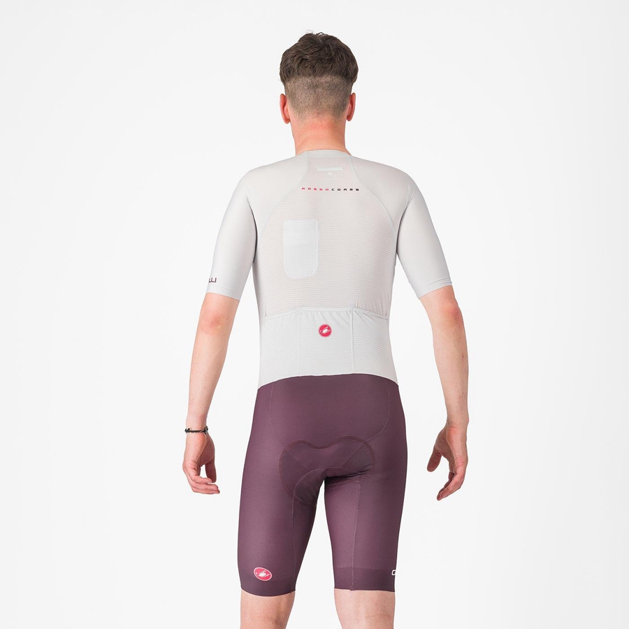 Castelli SANREMO BTW X2 Speedsuit Herre Sølv Grå Burgunder | 374651BAO