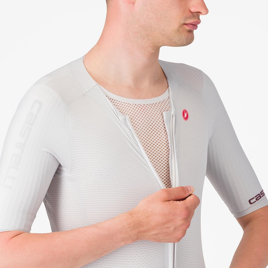 Castelli SANREMO BTW X2 Speedsuit Herre Sølv Grå Burgunder | 374651BAO