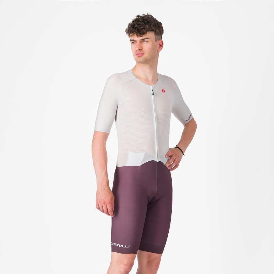 Castelli SANREMO BTW X2 Speedsuit Herre Sølv Grå Burgunder | 374651BAO