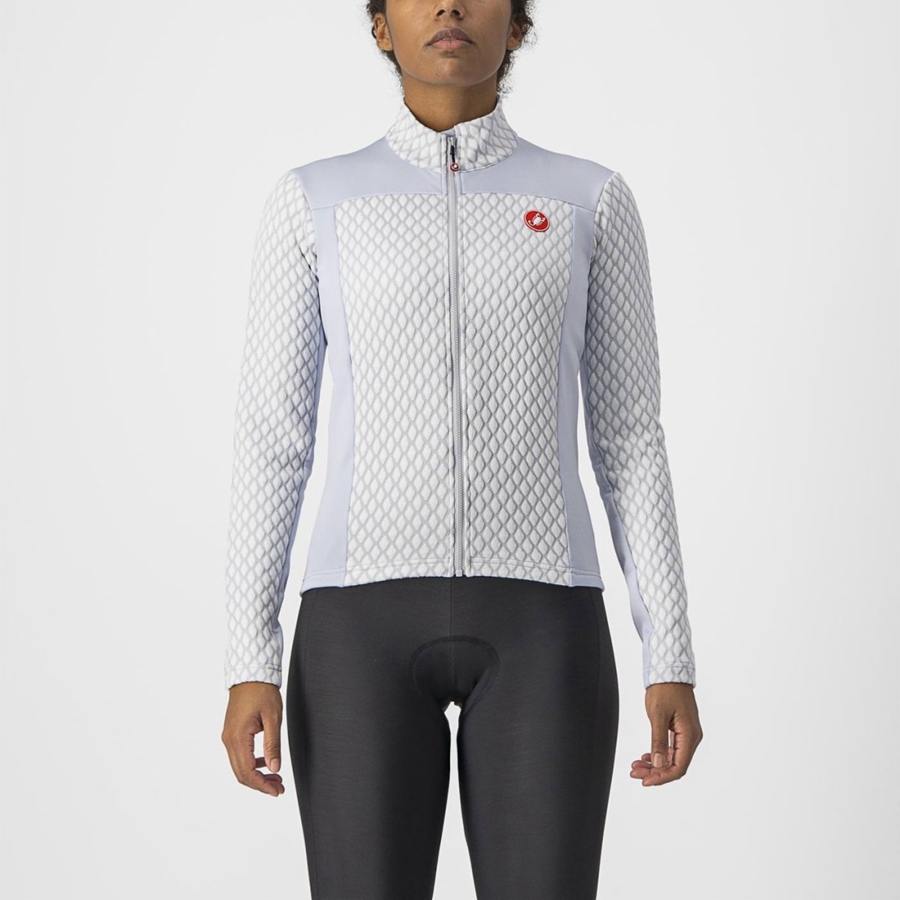 Castelli SFIDA 2 FZ Jersey Dame Sølv Grå Hvite | 947516GRB