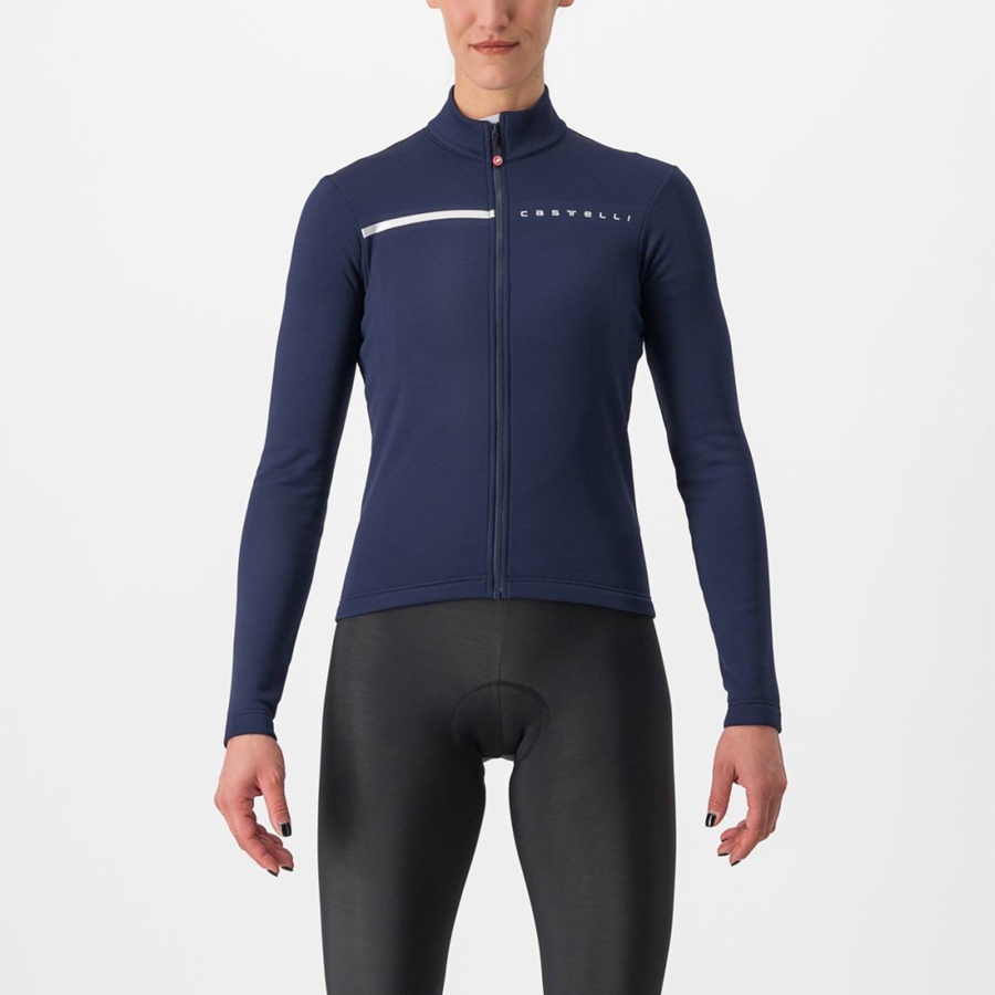 Castelli SINERGIA 2 FZ Jersey Dame Blå Sølv | 513480KBF