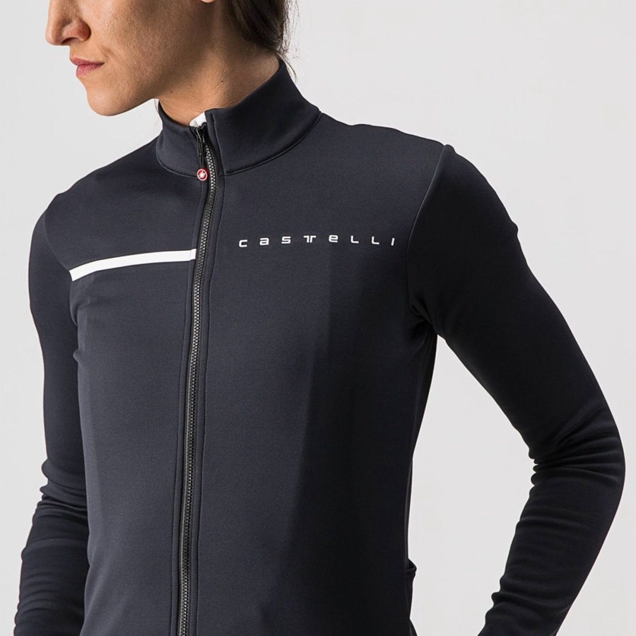 Castelli SINERGIA 2 FZ Jersey Dame Svarte Hvite | 756140PUT