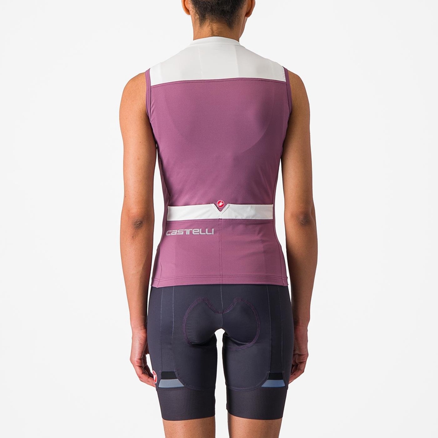 Castelli SOLARIS SLEEVELESS Jersey Dame Dyp Lilla Hvite | 769085MBA