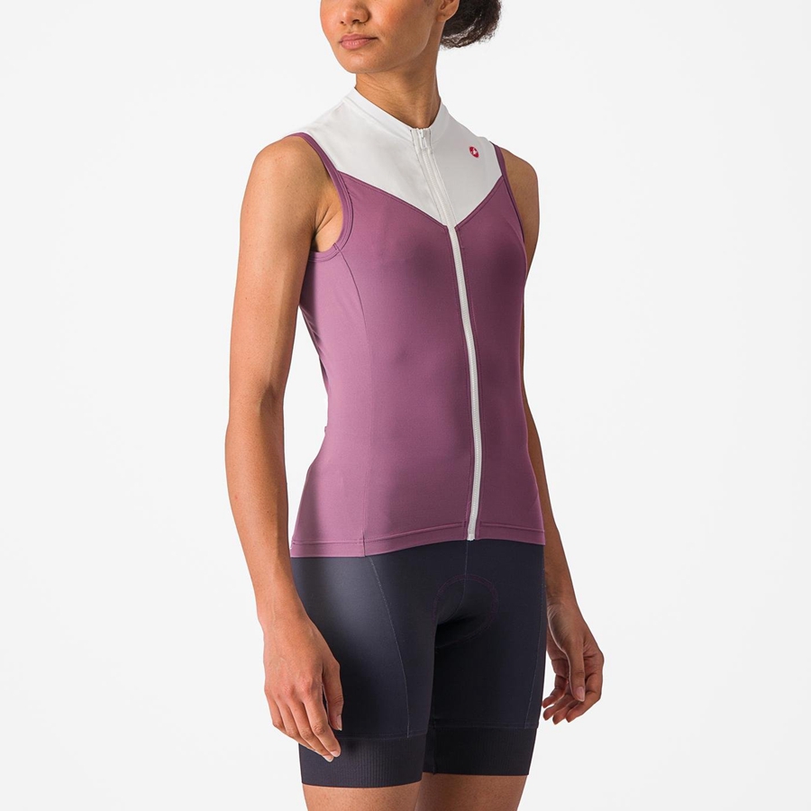 Castelli SOLARIS SLEEVELESS Jersey Dame Dyp Lilla Hvite | 769085MBA