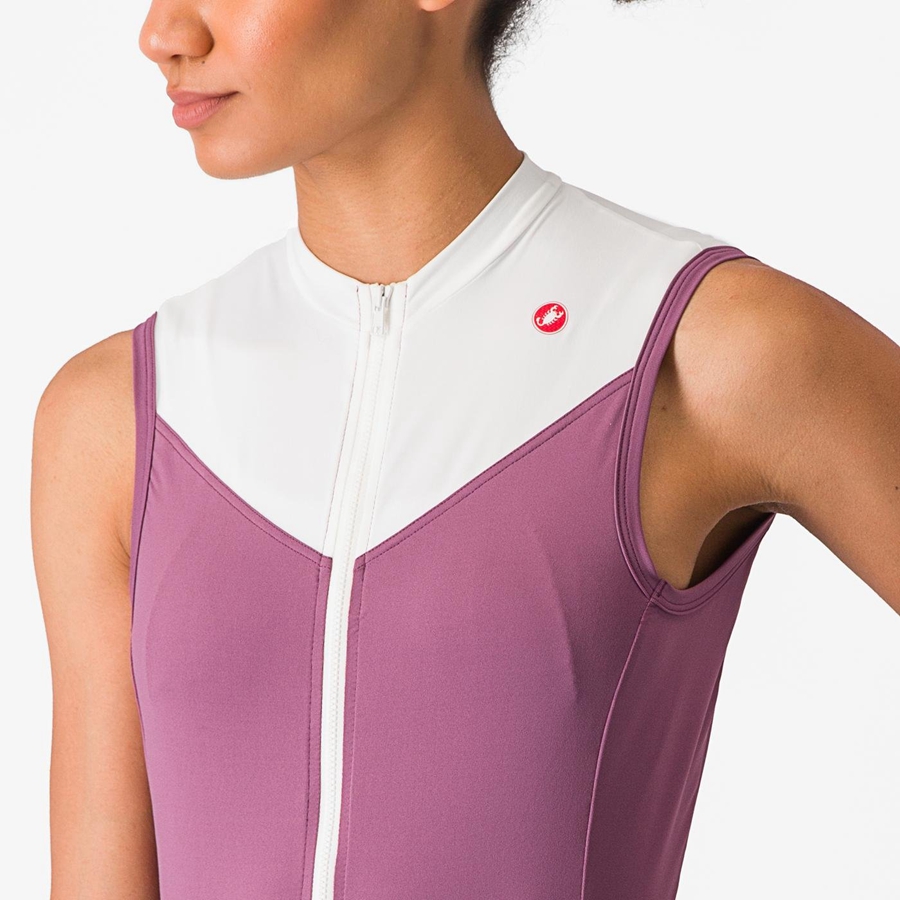 Castelli SOLARIS SLEEVELESS Jersey Dame Dyp Lilla Hvite | 769085MBA