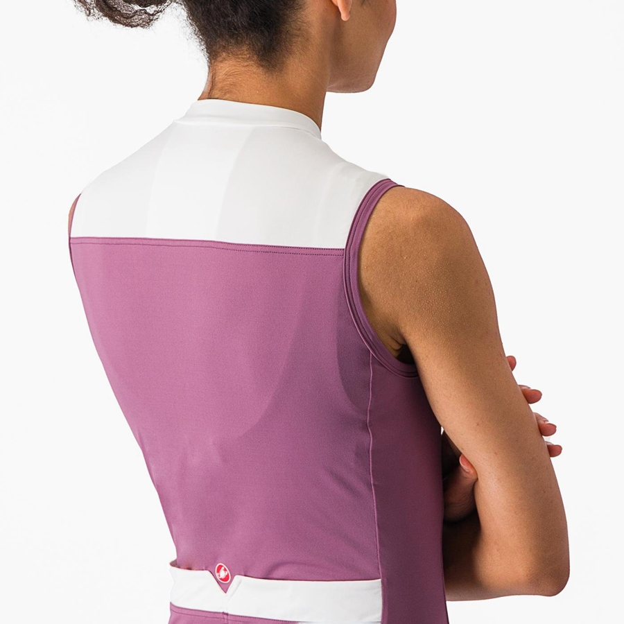 Castelli SOLARIS SLEEVELESS Jersey Dame Dyp Lilla Hvite | 769085MBA