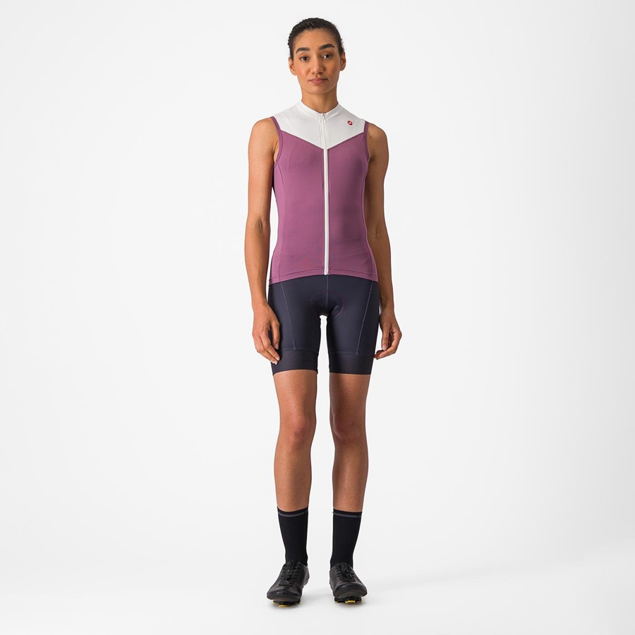 Castelli SOLARIS SLEEVELESS Jersey Dame Dyp Lilla Hvite | 769085MBA