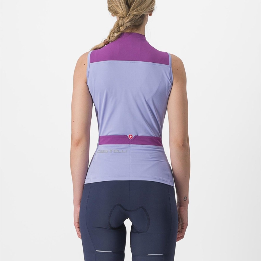 Castelli SOLARIS SLEEVELESS Jersey Dame Lilla Hvite | 216973VYM