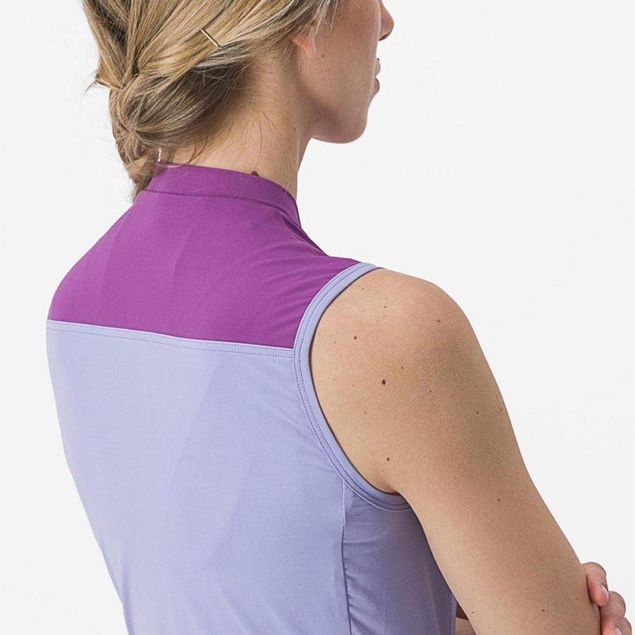 Castelli SOLARIS SLEEVELESS Jersey Dame Lilla Hvite | 216973VYM